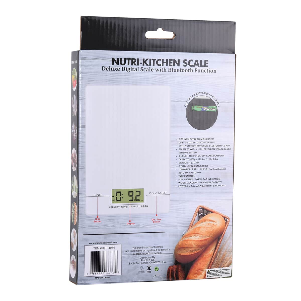 Simple & Co. Nutri-Kitchen Glass Digital Scale with Bluetooth Function image number 6
