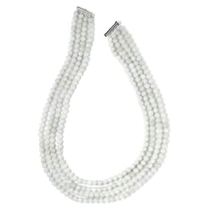 Natural Jade Beaded Multi Strand Necklace 18 Inches in Sterling Silver 655.00 ctw