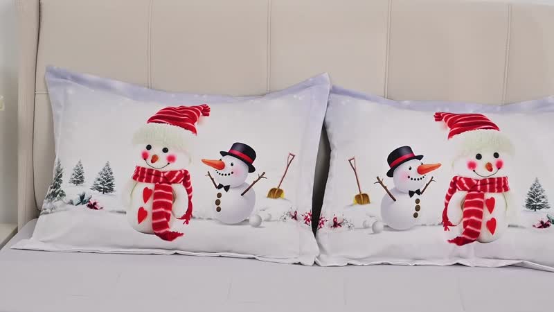 HOMESMART White Digital Printed Microfiber Snowman Friends Pattern Comforter (Queen, 86x92) and Set of 2 Shams (20x26)