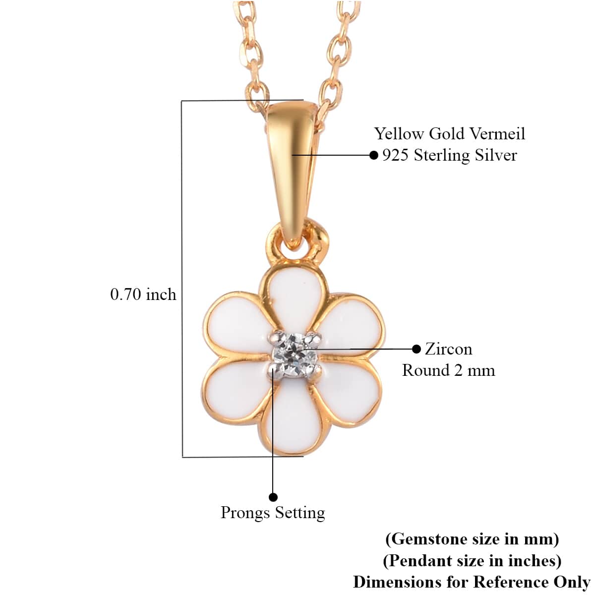 Zircon Pendant Necklace 20 Inches in Vermeil Yellow Gold Over Sterling Silver image number 4