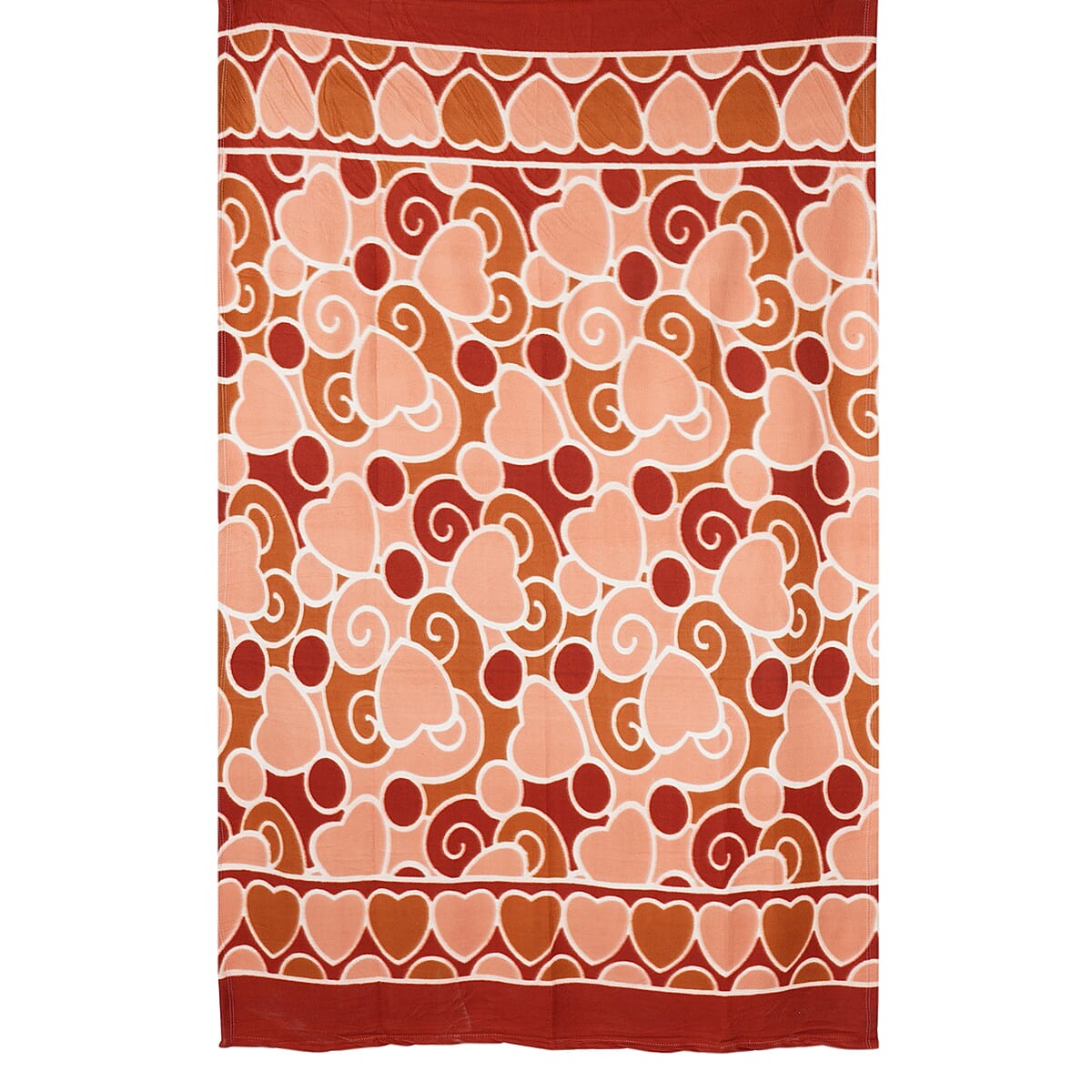 Orange Floral Print Microfiber Polar Fleece Blanket image number 1