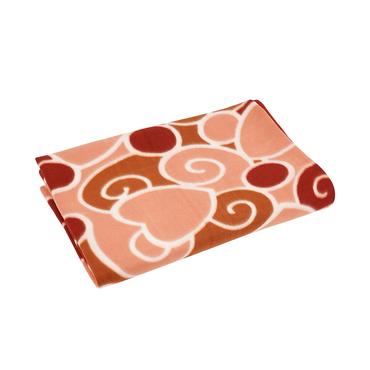 Orange Floral Print Microfiber Polar Fleece Blanket image number 2