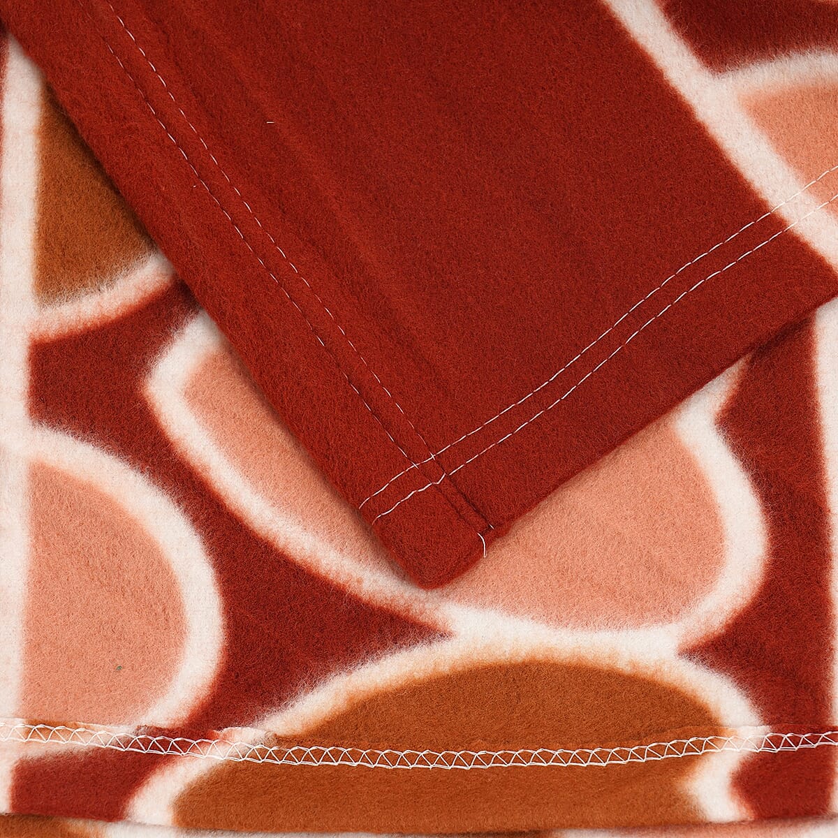 Orange Floral Print Microfiber Polar Fleece Blanket image number 4