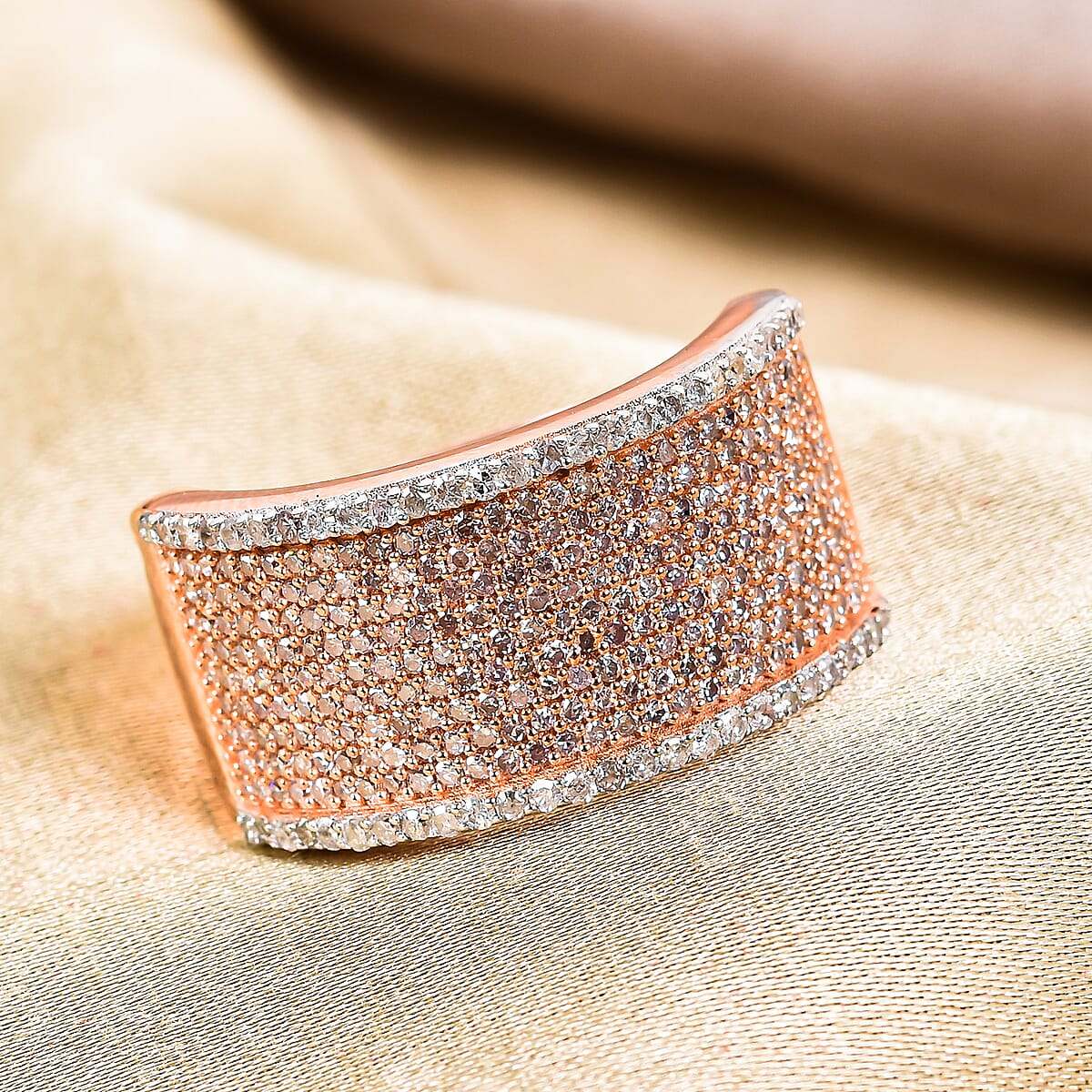 Natural Pink Diamon I2-I3 and Diamond Ring in Vermeil Rose Gold Over Sterling Silver 1.00 ctw image number 1