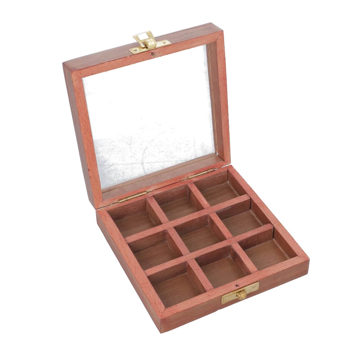 Wooden Tick Tack Toe Wooden Family Board Game Metal Naughts & Crosses Storage Box with Glass Lid image number 6