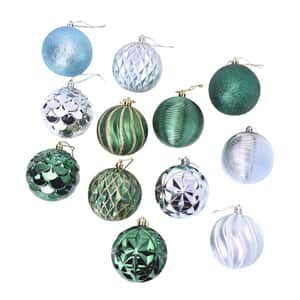 12 Pieces of Christmas Tree Decoration Balls in Gift Box - Green