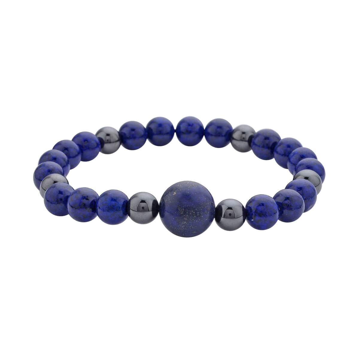 Lapis Lazuli, Hematite and Galilea Rose Quartz Set of 2 Beaded Stretch Bracelet (6.50, 7.00 In) 237.00 ctw image number 3