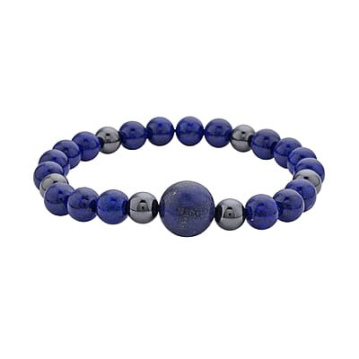 Lapis Lazuli, Hematite and Galilea Rose Quartz Set of 2 Beaded Stretch Bracelet (6.50, 7.00 In) 237.00 ctw