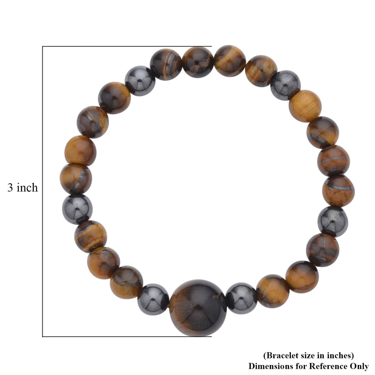 Yellow and Multi Color Tiger Eye, Hematite Set of 2 Beaded Stretch Bracelet (6.50, 7.00 In) 235.50 ctw image number 4