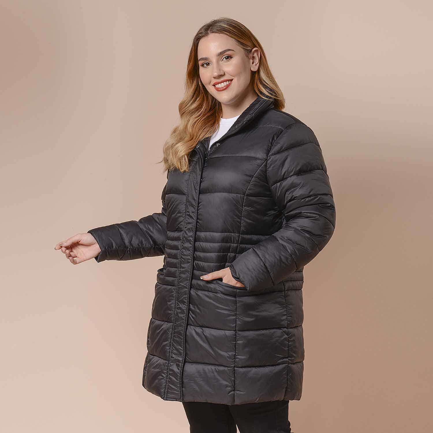  Passage Black Long Sleeve Women Coat with 2 Zipper Pocket (S, Shell: 100% Nylon and Lining: 100% Polyester)
