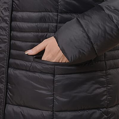  Passage Black Long Sleeve Women Coat with 2 Zipper Pocket (S, Shell: 100% Nylon and Lining: 100% Polyester)