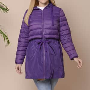 Passage Plum Purple Hooded Women's Coat with Sleeves - M