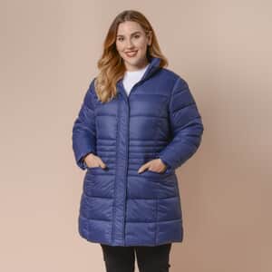 Passage Navy Long Sleeve Women Coat with 2 Zipper Pocket (M, Shell: 100% Nylon and Lining: 100% Polyester)