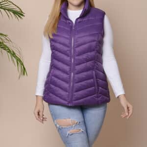Passage Purple Women's Zip Front Puffer Vest with Pockets(S, 100% Polyester)