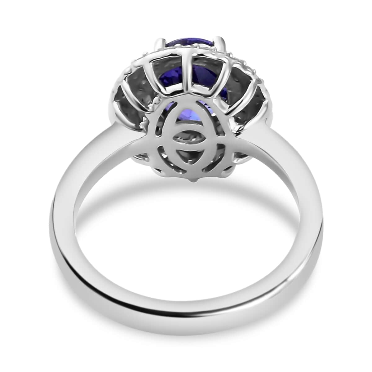 Rhapsody 2.50 ctw AAAA Tanzanite and Diamond E-F VS2 Double Halo Ring in 950 Platinum with Appraised Certificate (Size 7.0) 7 Grams image number 4