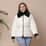 PASSAGE White with Black Faux Fur Collar Puffer Coat (M, 100% Polyester)