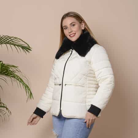 Passage White Womens Puffer Coat With Faux Fur collar - L image number 2