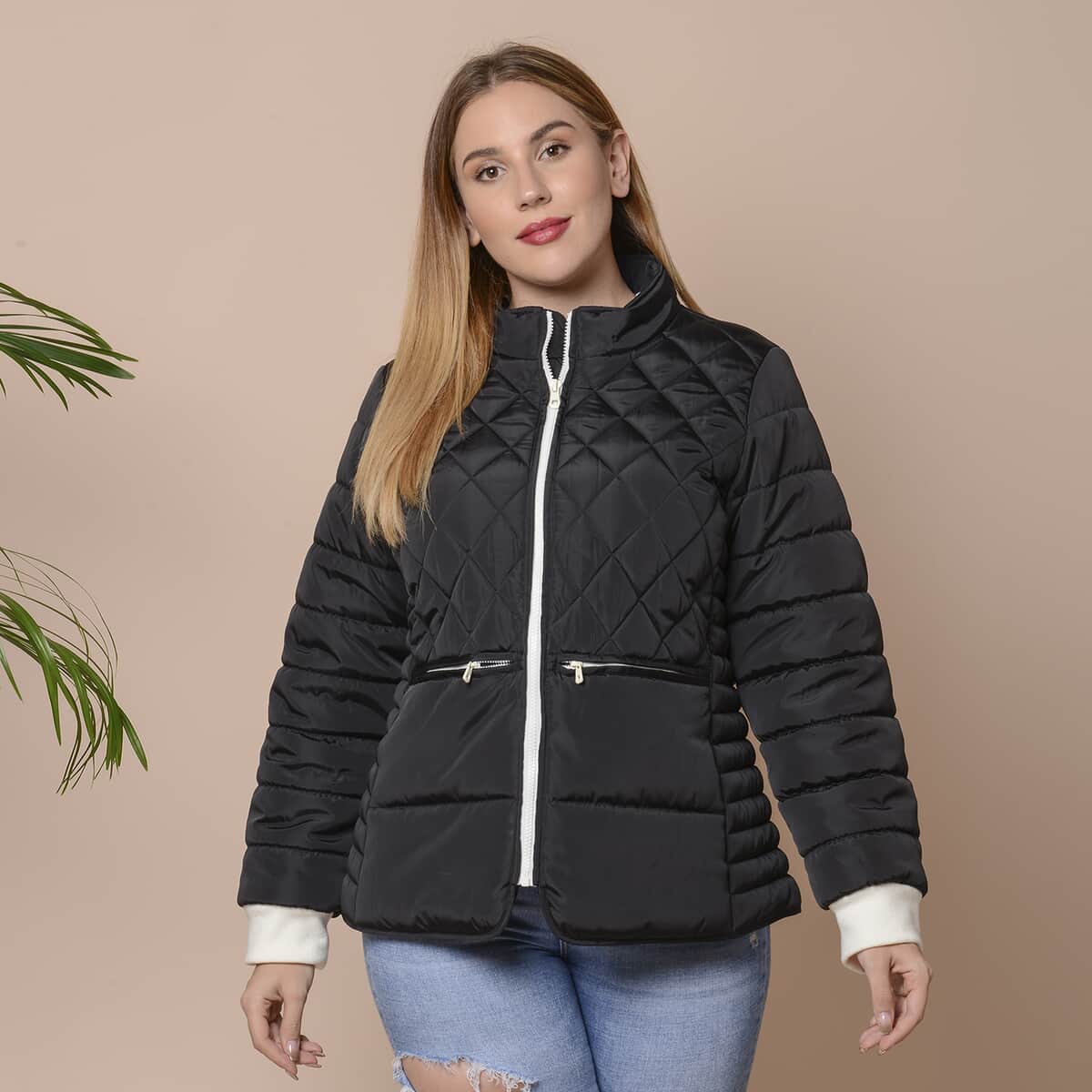 Passage Black Womens Puffer Coat With Faux Fur collar - S image number 3