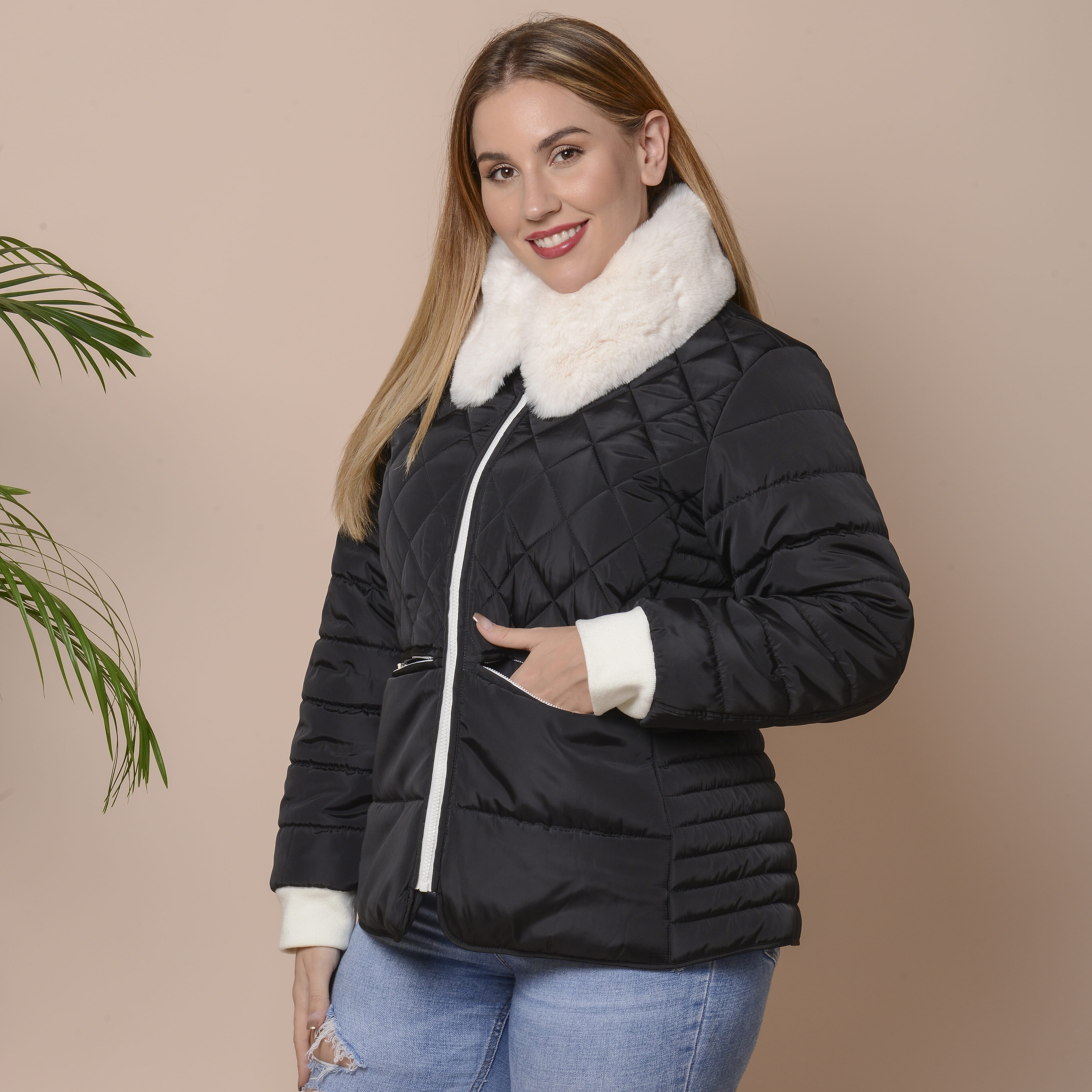 Passage Black Long Puffer Coat with Hood (S, 100% Polyester)