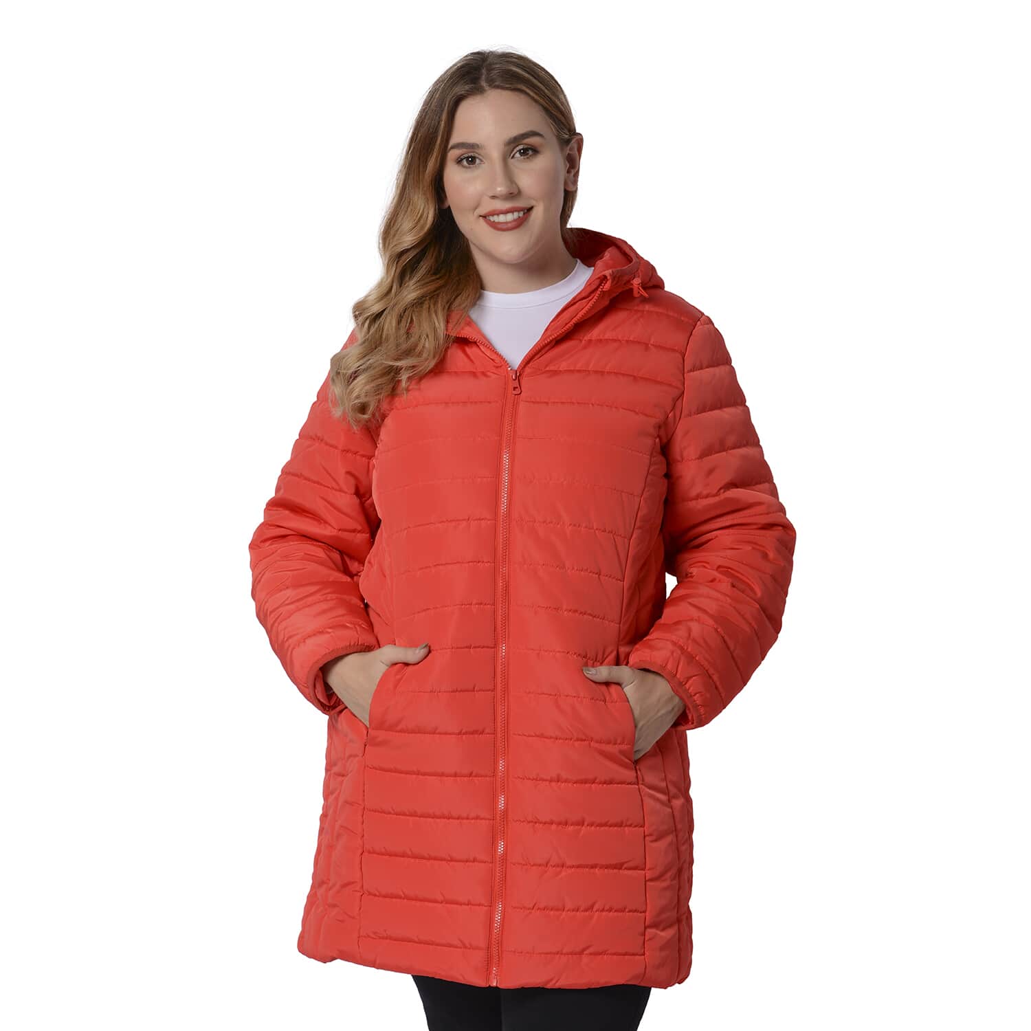 H and m outlet red puffer jacket