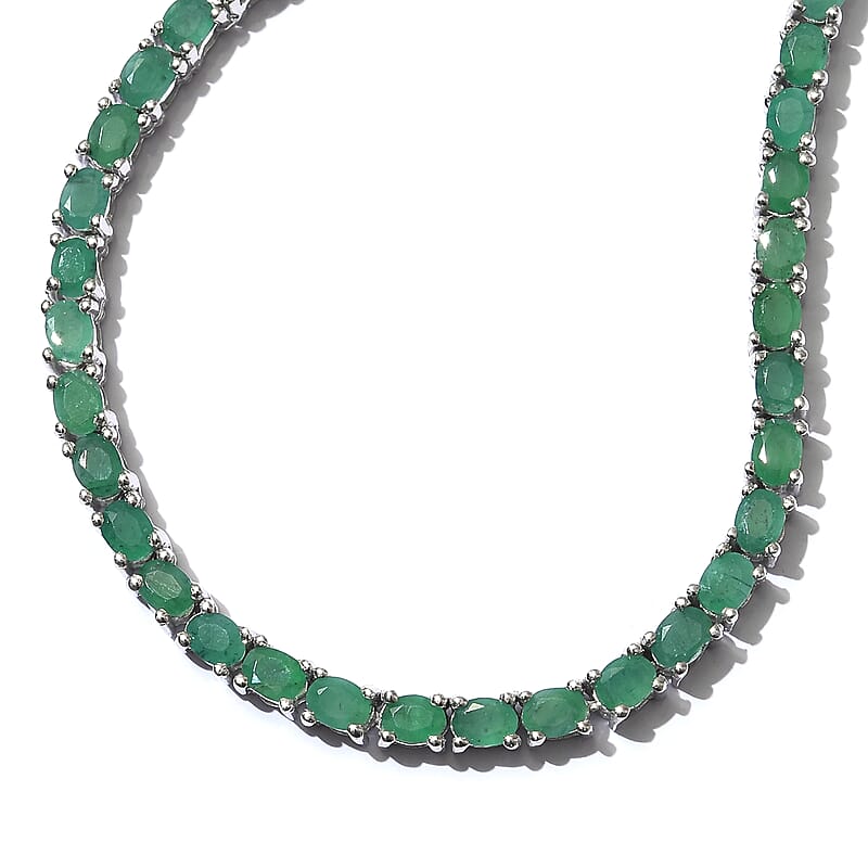 Socoto Emerald Necklace 18 Inches in Platinum Over Sterling Silver 16.90 ctw