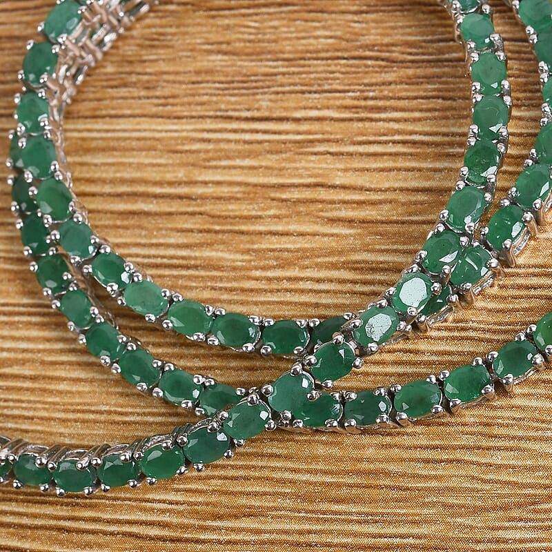 Socoto Emerald Necklace 18 Inches in Platinum Over Sterling Silver 16.90 ctw