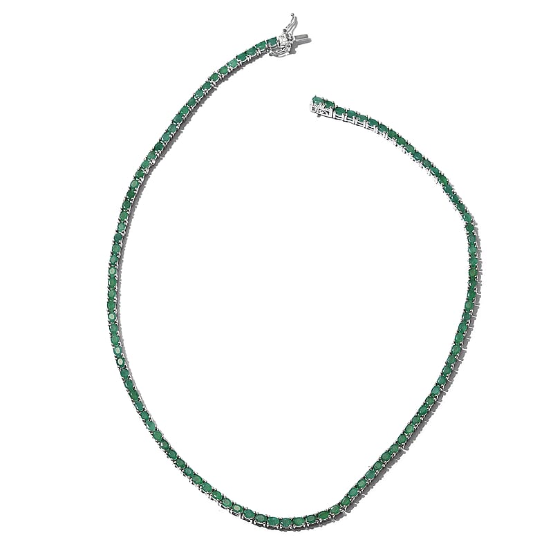 Socoto Emerald Necklace 18 Inches in Platinum Over Sterling Silver 16.90 ctw