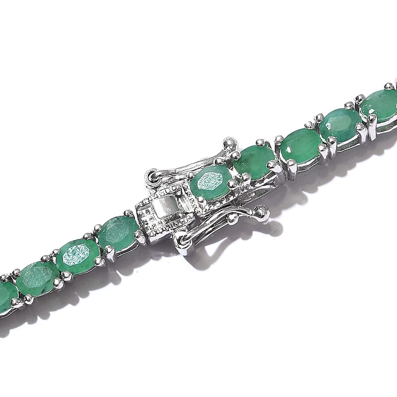Socoto Emerald Necklace 18 Inches in Platinum Over Sterling Silver 16.90 ctw