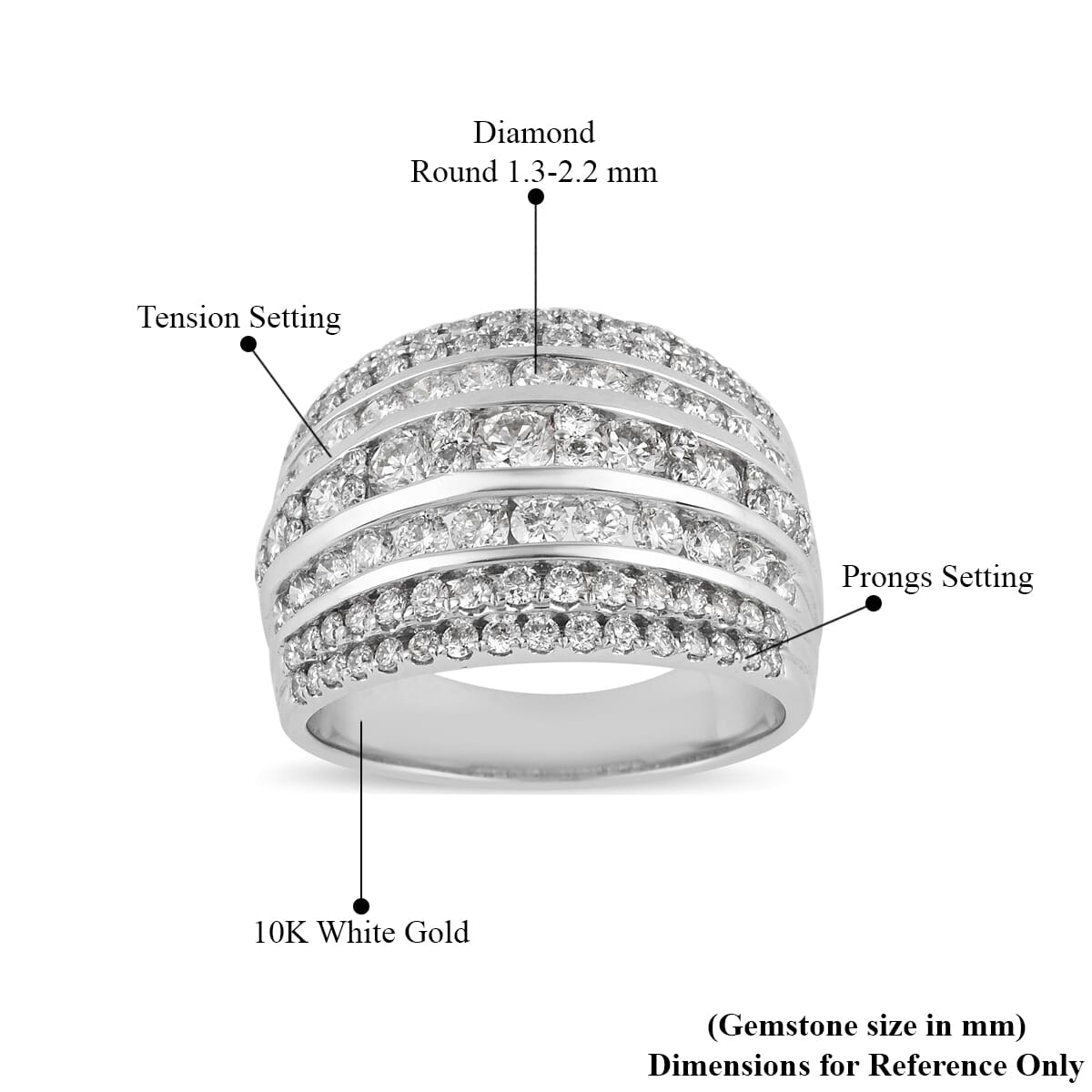 NY Closeout 10K White Gold Diamond Ring (Size 7.0) 7.80 Grams 2.00 ctw image number 3