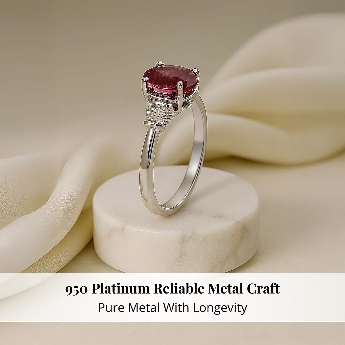 RARE FIND COLLECTORS EDITION Rhapsody 950 Platinum AAAA Ouro Fino Rubellite, Diamond (E-F, VS) Ring (Size 10.0) 2.25 ctw image number 2
