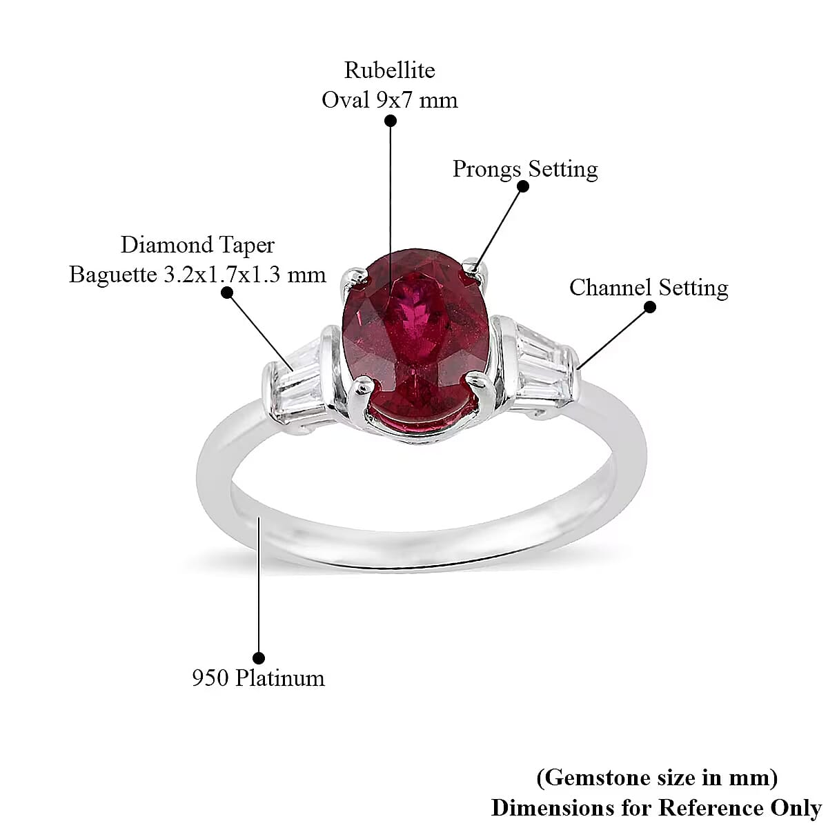 RARE FIND COLLECTORS EDITION Rhapsody 950 Platinum AAAA Ouro Fino Rubellite, Diamond (E-F, VS) Ring (Size 10.0) 2.25 ctw image number 5