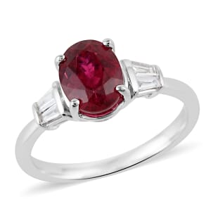 Rhapsody 2.25 ctw AAAA Rubellite and Diamond E-F VS Ring in 950 Platinum (Size 7.0) 6.21 Grams
