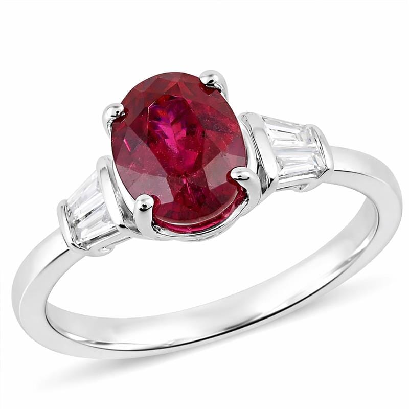Rhapsody AAAA Rubellite and Diamond E-F VS 2.25 ctw Ring in 950 Platinum (Size 7.0) 6.21 Grams