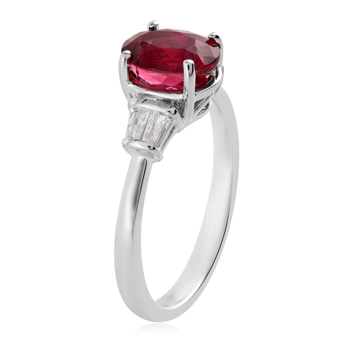 Rhapsody 2.25 ctw AAAA Rubellite and Diamond E-F VS Ring in 950 Platinum (Size 7.0) 6.21 Grams image number 2