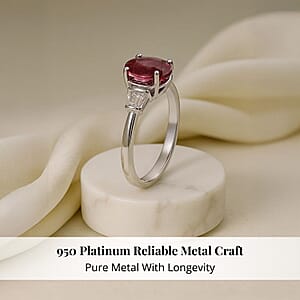 Rhapsody AAAA Rubellite and Diamond E-F VS 2.25 ctw Ring in 950 Platinum (Size 7.0) 6.21 Grams