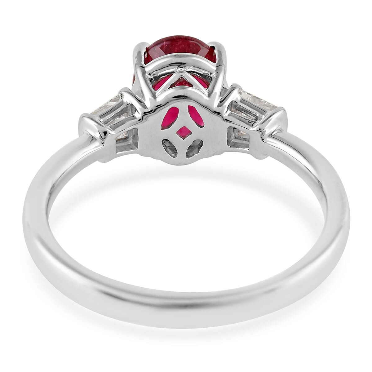 Rhapsody 2.25 ctw AAAA Rubellite and Diamond E-F VS Ring in 950 Platinum (Size 7.0) 6.21 Grams image number 3