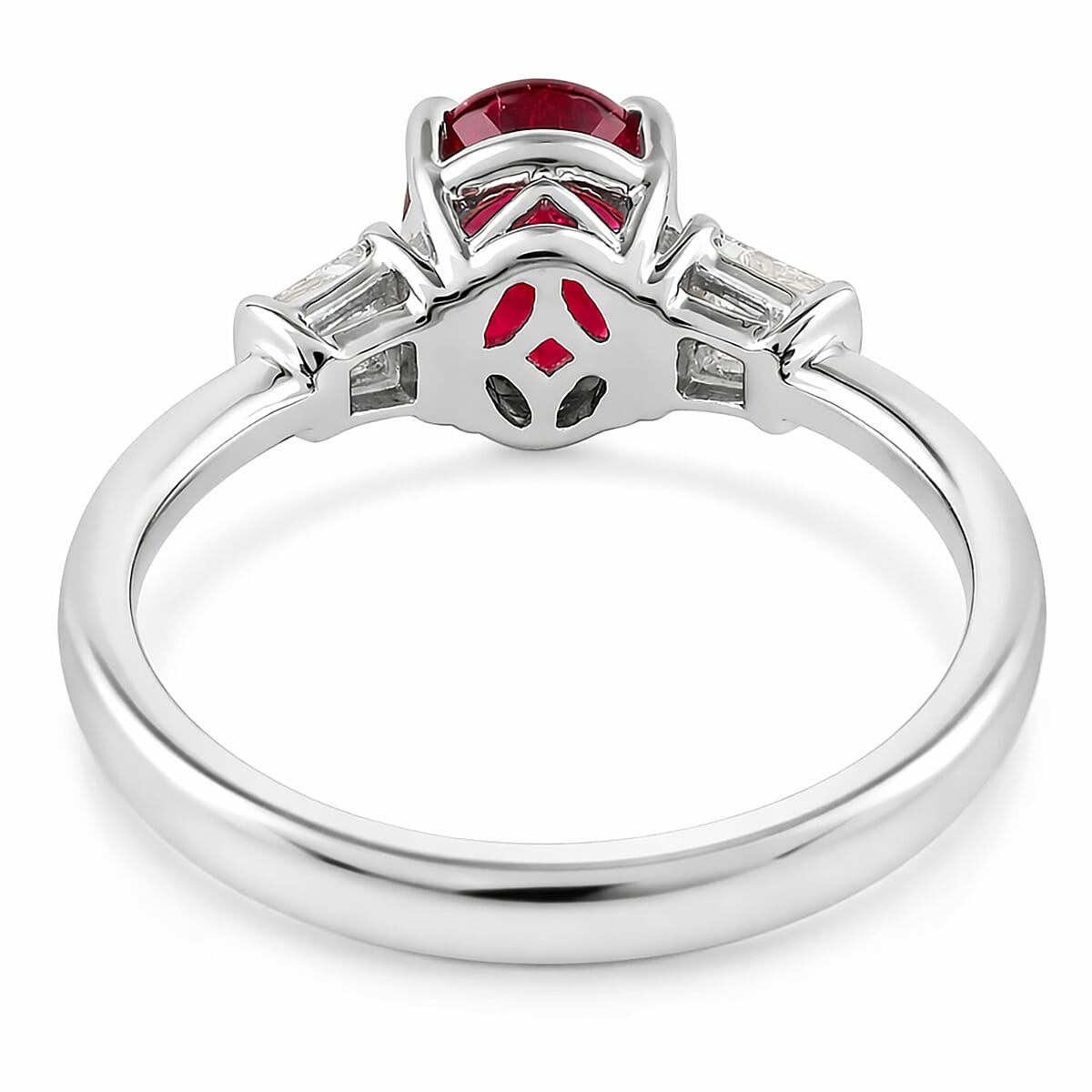 Rhapsody AAAA Rubellite and Diamond E-F VS 2.25 ctw Ring in 950 Platinum (Size 7.0) 6.21 Grams
