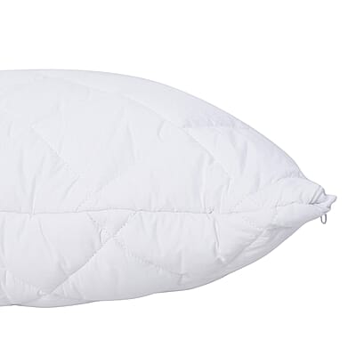 Homesmart White Microfiber Quilted Pillow with Removable Cotton Cover and Magnet - Queen