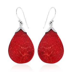 Sponge Coral Pear Shape Earrings in Sterling Silver