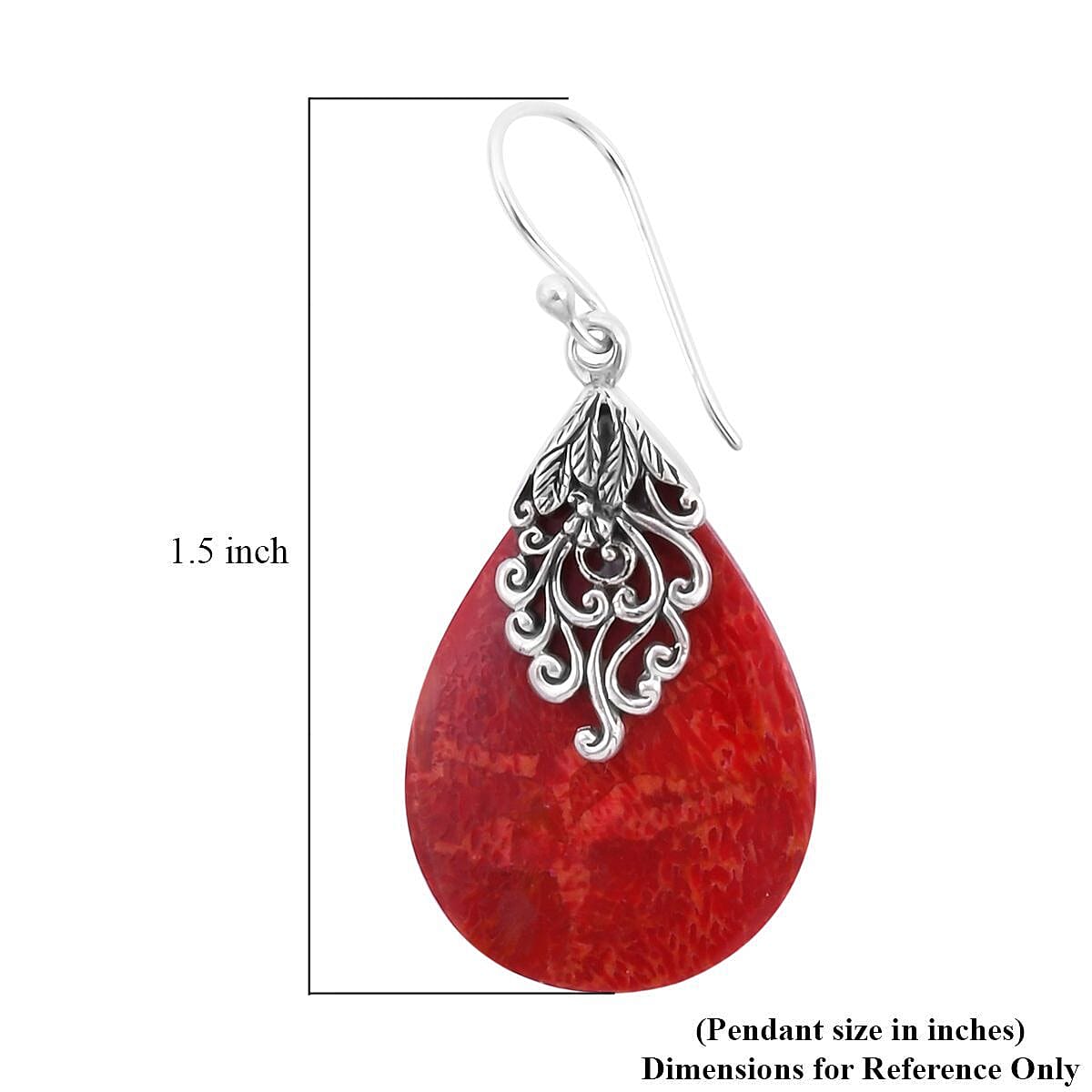 Sponge Coral Pear Shape Earrings in Sterling Silver
