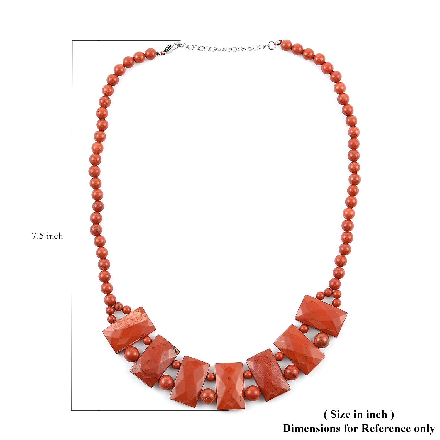 Red Jasper Necklace 18-20 Inches in Stainless Steel 322.00 ctw