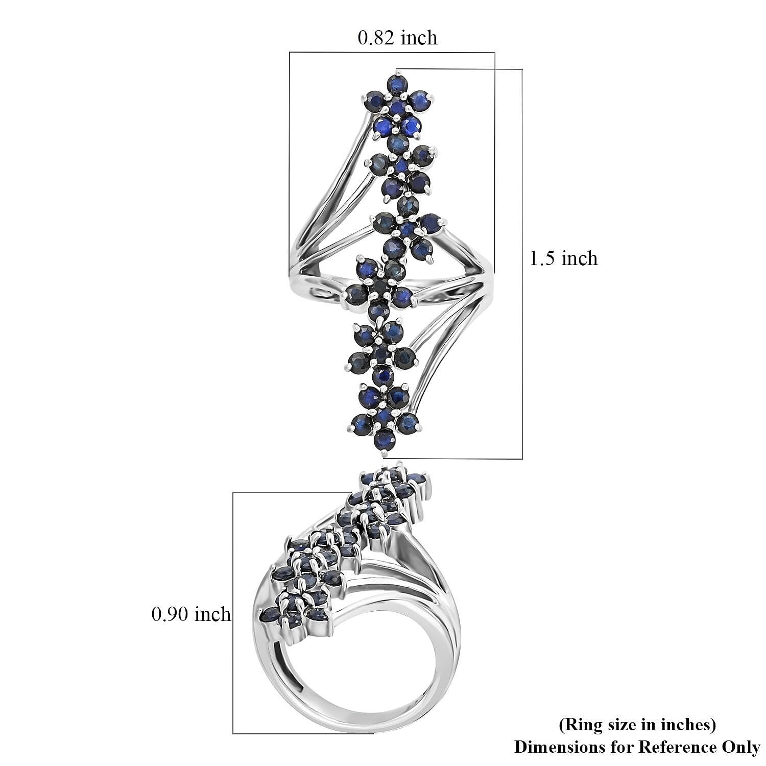 Madagascar Blue Sapphire (DF) Ring in Sterling Silver (Size 6.25) 2.50 ctw