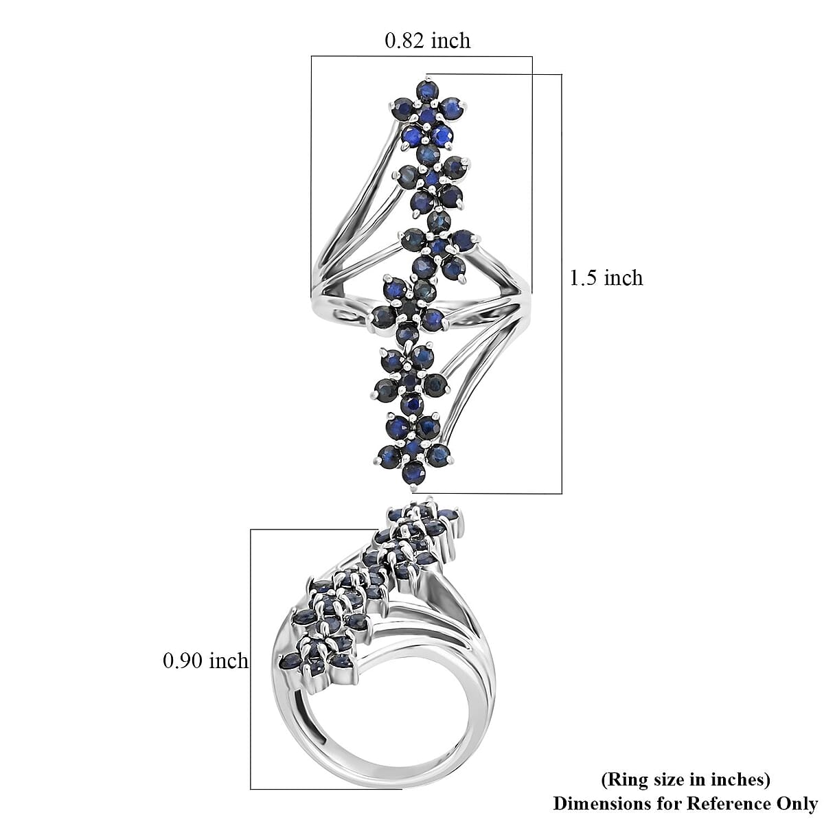 Madagascar Blue Sapphire (DF) Ring in Sterling Silver (Size 6.25) 2.50 ctw image number 4