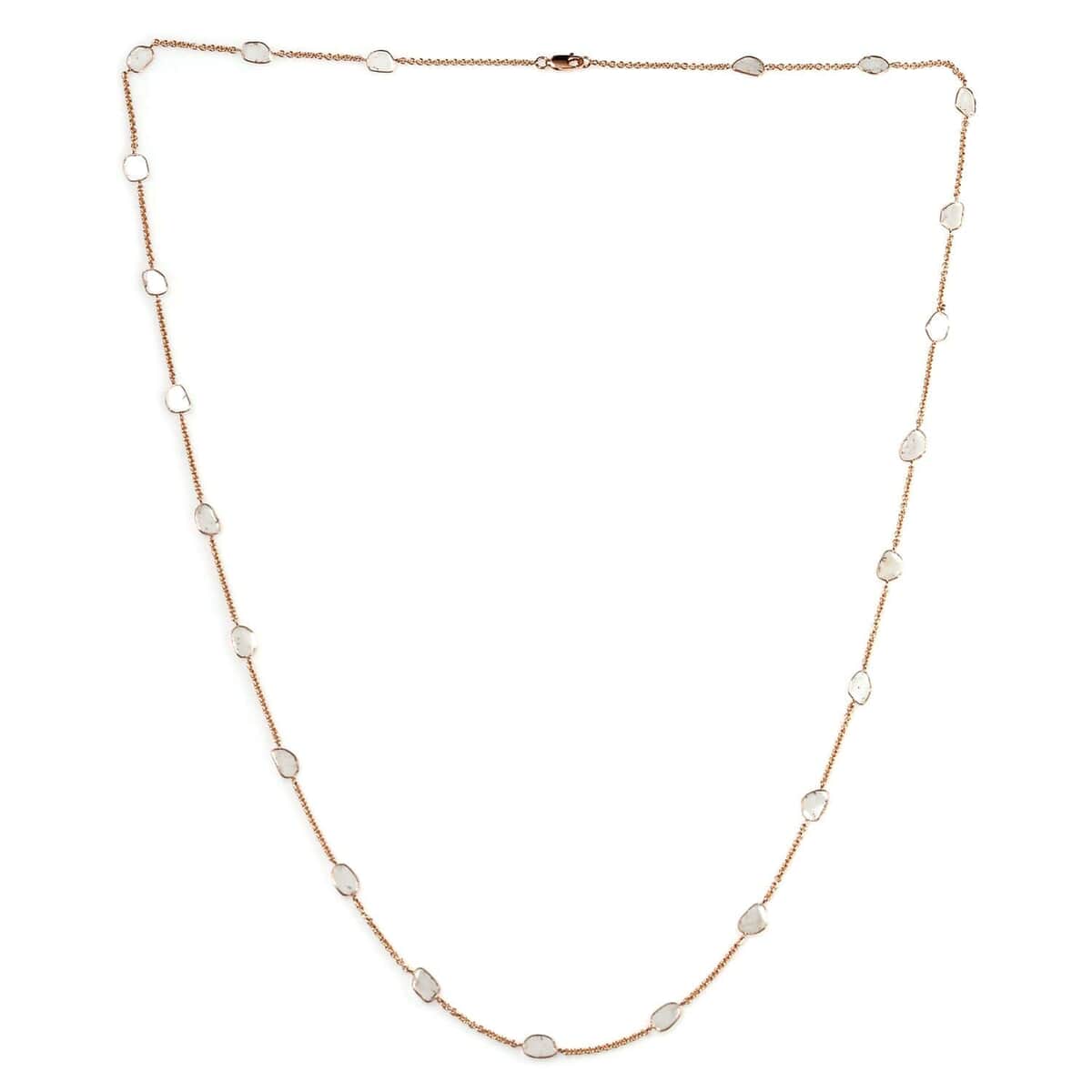 Artisan Crafted 14K Rose Gold Polki Diamond Necklace 32 Inches 8.36 Grams 6.00 ctw image number 0