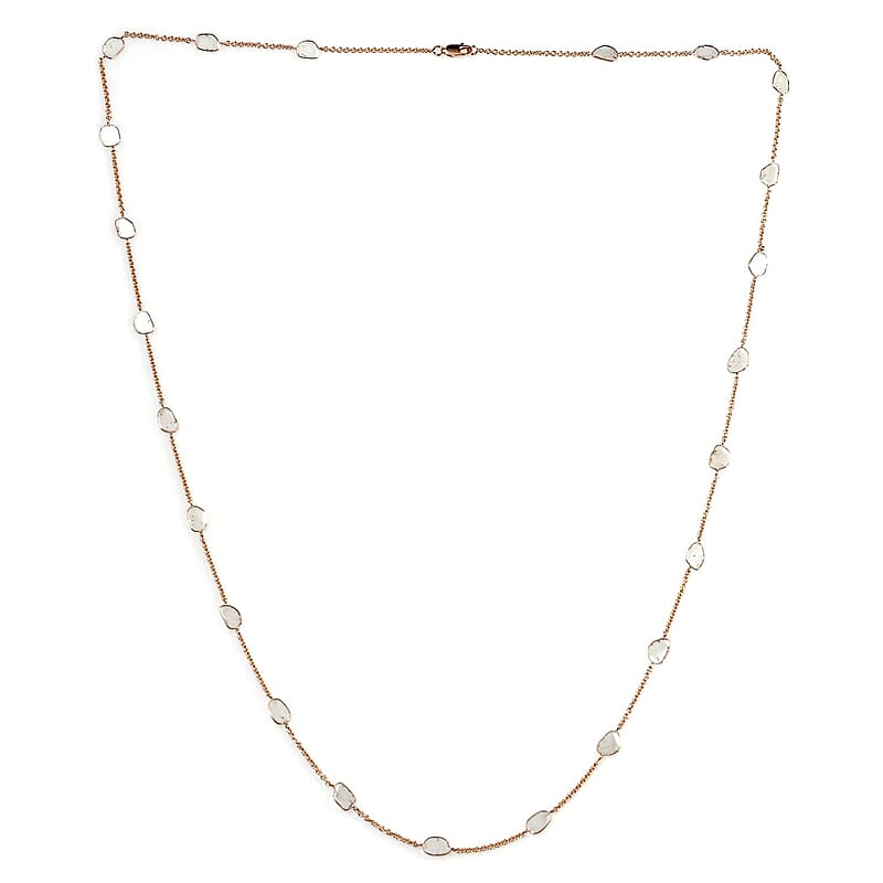 Artisan Crafted 14K Rose Gold Polki Diamond Necklace 32 Inches 8.36 Grams 6.00 ctw