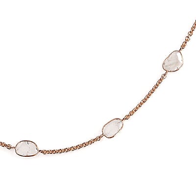 Artisan Crafted 14K Rose Gold Polki Diamond Necklace 32 Inches 8.36 Grams 6.00 ctw