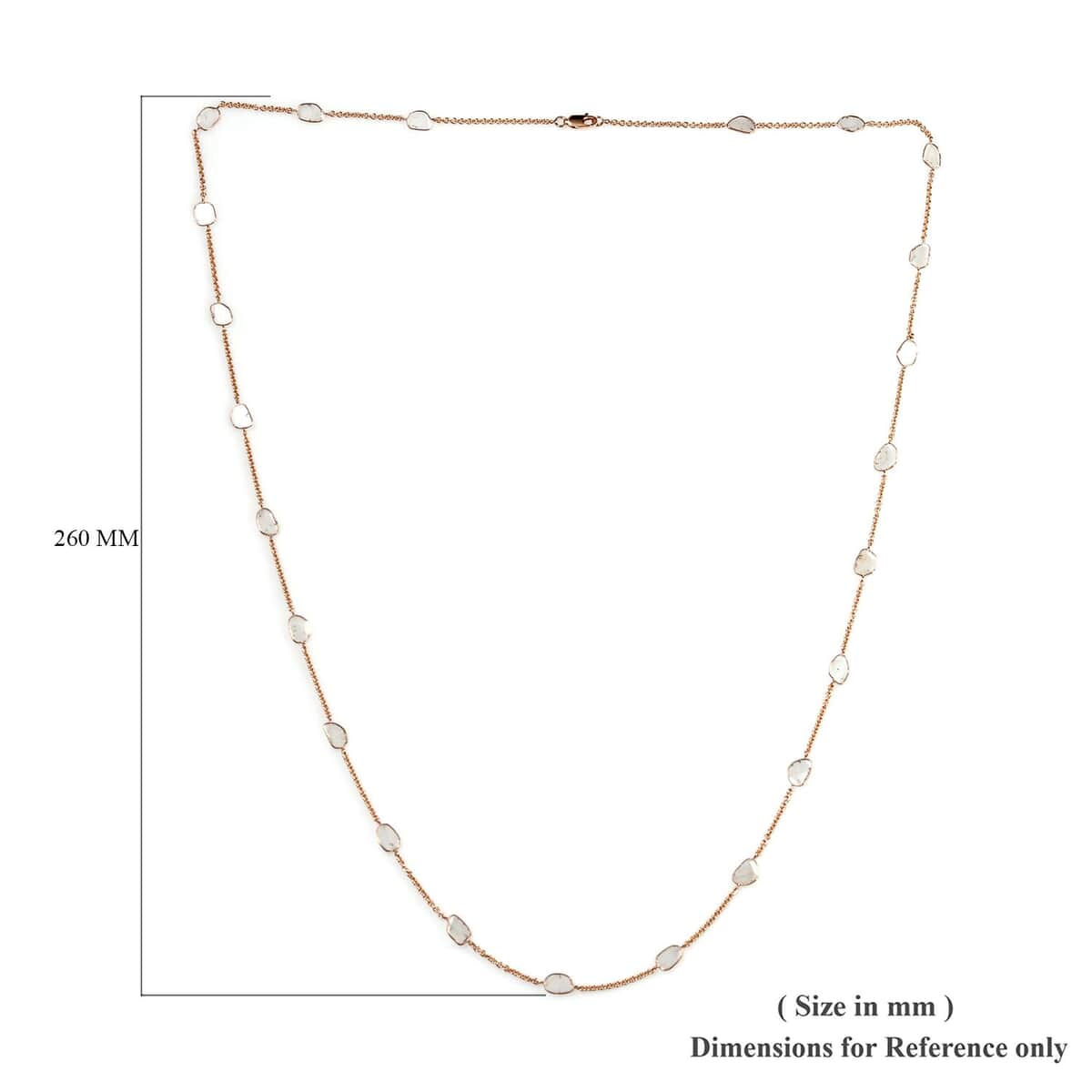 Artisan Crafted 14K Rose Gold Polki Diamond Necklace 32 Inches 8.36 Grams 6.00 ctw image number 4