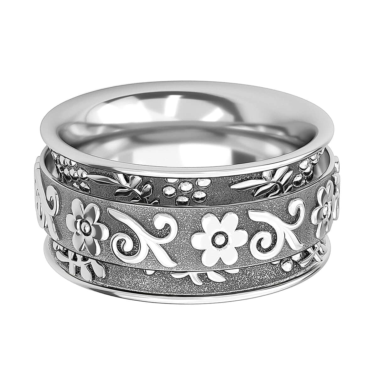 Artisan Crafted Spinner Ring in Sterling Silver, Anxiety Ring for Women, Fidget Rings for Anxiety for Women, Stress Relieving Anxiety Ring (Size 10.0) (4.25 g) image number 6