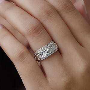 Artisan Crafted Spinner Ring in Sterling Silver, Anxiety Ring for Women, Fidget Rings for Anxiety for Women, Stress Relieving Anxiety Ring (Size 11.0) (4.25 g)