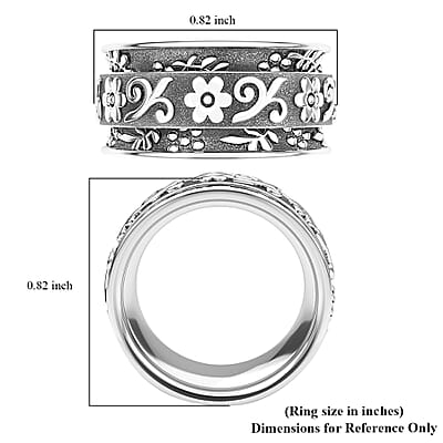Artisan Crafted Spinner Ring in Sterling Silver, Anxiety Ring for Women, Fidget Rings for Anxiety for Women, Stress Relieving Anxiety Ring (Size 11.0) (4.25 g)